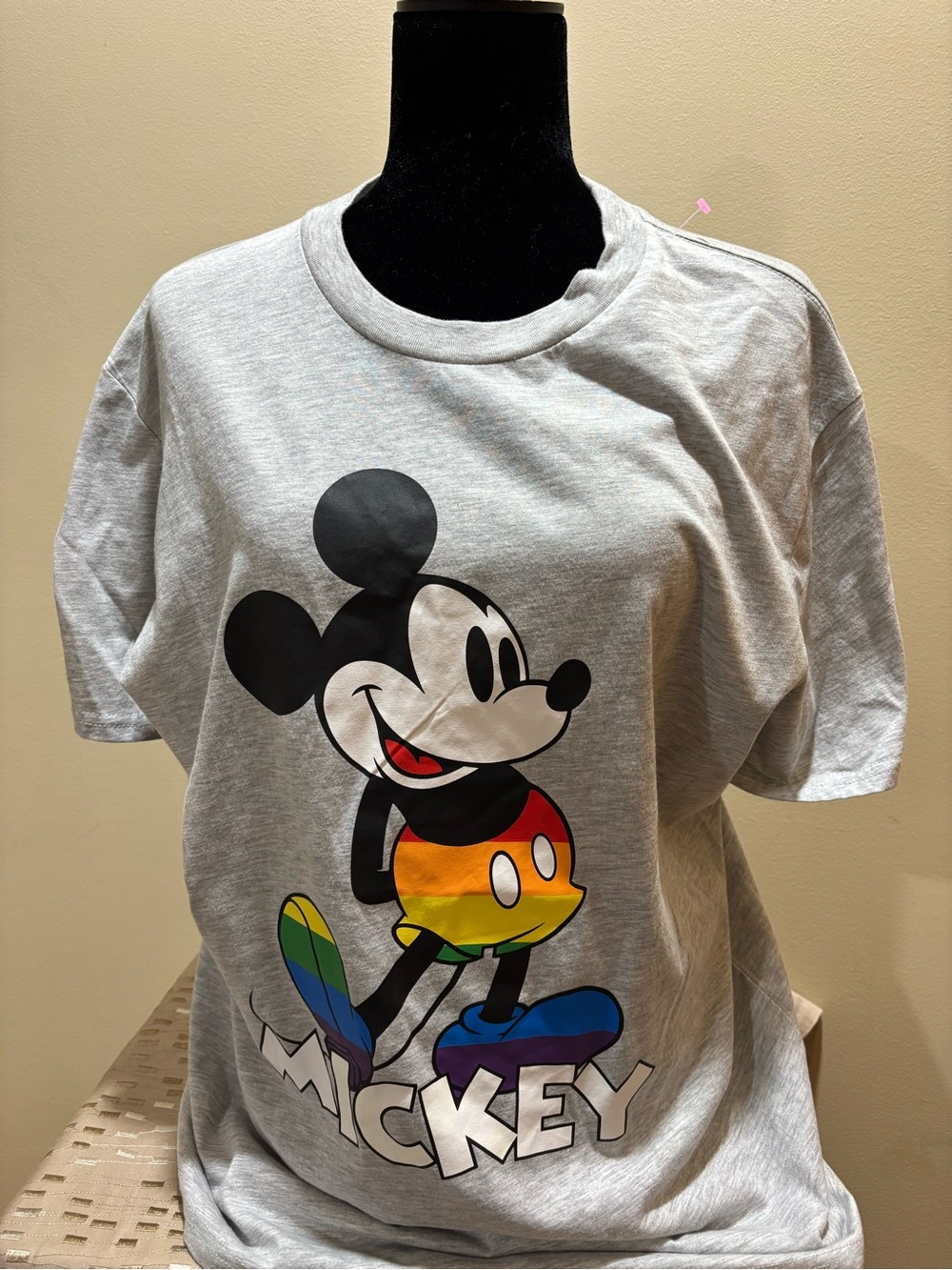 Adult size Mickey Mouse Graphic Tee with Rainbow Accent, Pride shirt